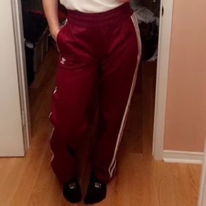 Adidas Originals Wide Leg Track Pant- Burgundy